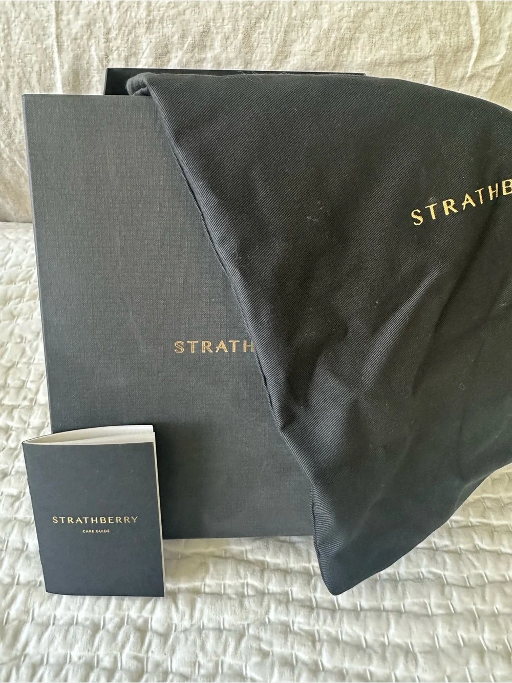 Strathberry Black and Gold Logo Dust Bag - Picture 3 of 5